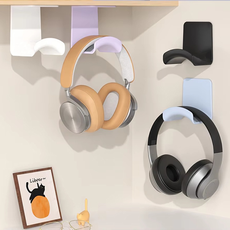 Headset Gaming Console - 2 ชิ้น ที่วางหูฟังแบบติดผนังพลาสติกอเนกประสงค์ ที่แขวนคอนโทรลเลอร์เกม ที่แขวนติดผนังแบบมีกาว ที่วางเก็บหูฟัง