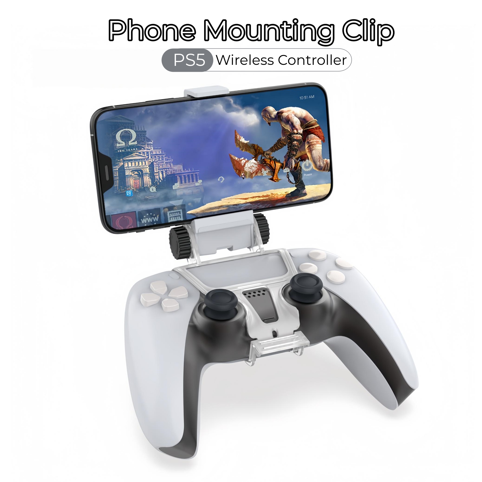Sony Controller Dualsense - ที่ยึดโทรศัพท์ปรับมุมได้สำหรับคอนโทรลเลอร์ไร้สาย PS5 DualSense, คลิปยึดโทรศัพท์สำหรับเกมแพด อุปกรณ์เสริมสำหรับการเล่นเกม
